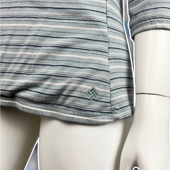 ❤️ COLUMBIA Modal Lycra Blend Three-Quarter Sleeve V-neck Striped Soft Tee Retro - Picture 4 of 11